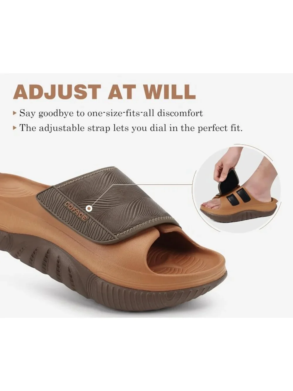Men's Khaki\Brown Recovery Sandals Orthopaedic Plantar Fascistic Walking Casual